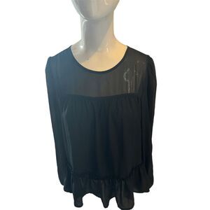 Marc Jacobs New York Women’s Sheer Top Sz S Long Sleeves Ruffles Accent